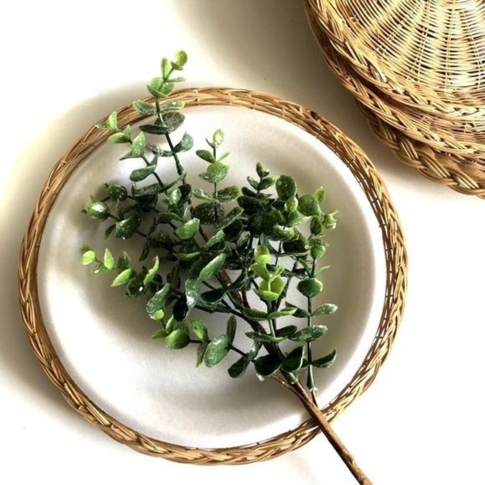 Vintage Wicker Rattan Plate Holders - Set of 4